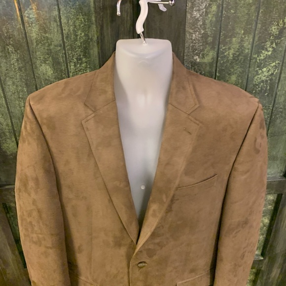 Men's Tan Chaps 42R Faux Suede Blazer - Picture 5 of 11